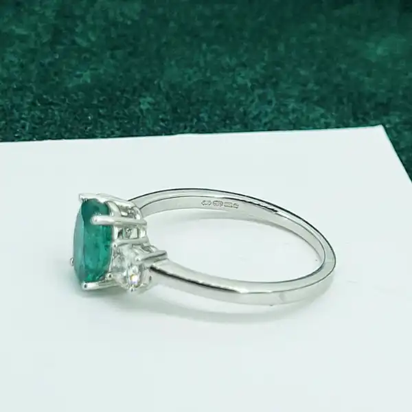 18ct Emerald & Diamond Three Stone Ring-18ct-white-gold-emerald-diamond-trilogy-ring.webp