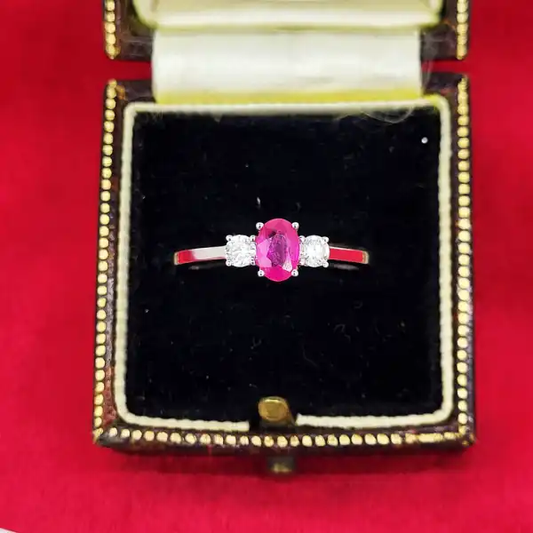 18ct White Gold Ruby & Diamond Three Stone Ring-18ct-white-gold-ruby-dimaond-trilogy-ring.webp