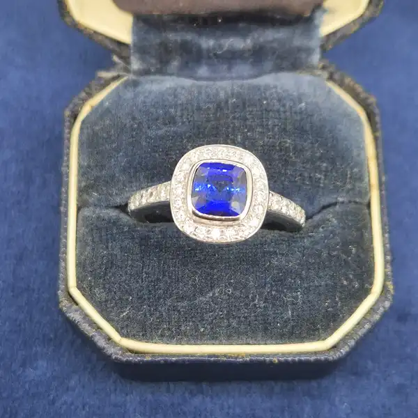 18ct White Gold Diamond and Tanzanite Ring-18ct-white-gold-tanz-and-diamond-cluster-ring.webp
