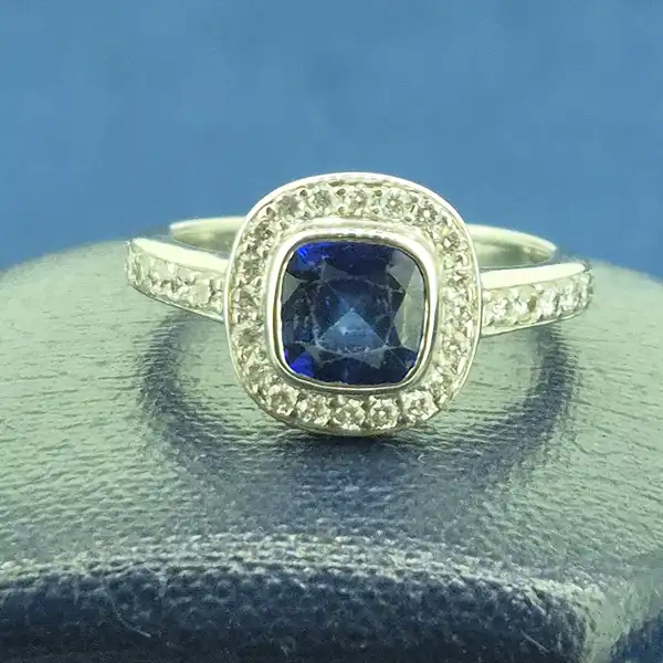 18ct White Gold Diamond and Tanzanite Ring-18ct-white-gold-tanz-and-diamond-cluster-ring.webp