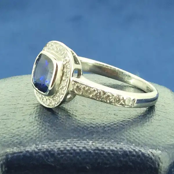 18ct White Gold Diamond and Tanzanite Ring-18ct-white-gold-tanz-and-diamond-cluster-ring.webp