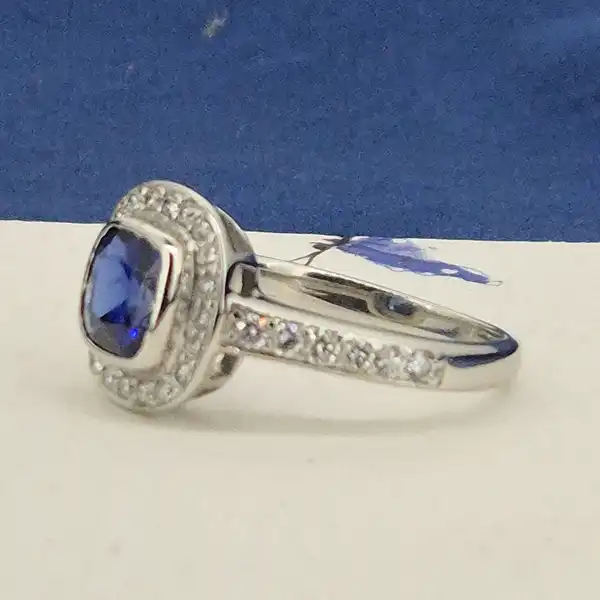 18ct White Gold Diamond and Tanzanite Ring-18ct-white-gold-tanz-and-diamond-cluster-ring.webp
