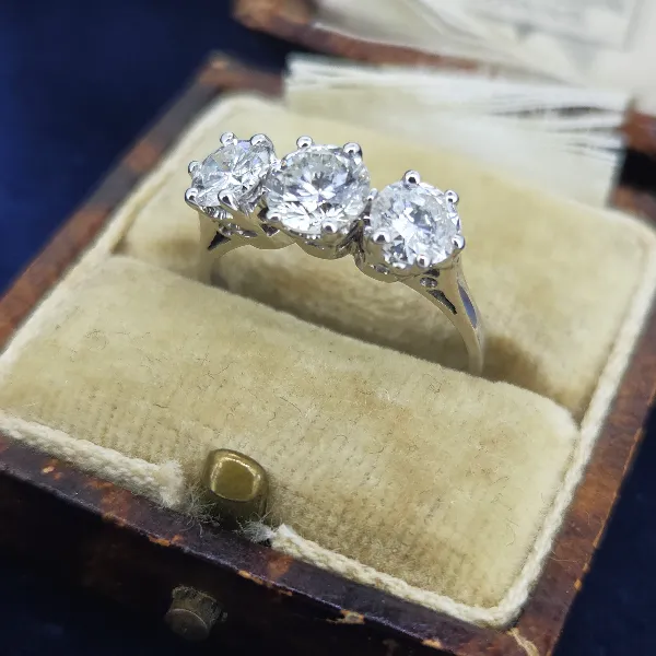 1.50ct Diamond Three Stone Ring in 18ct White Gold- Front View 