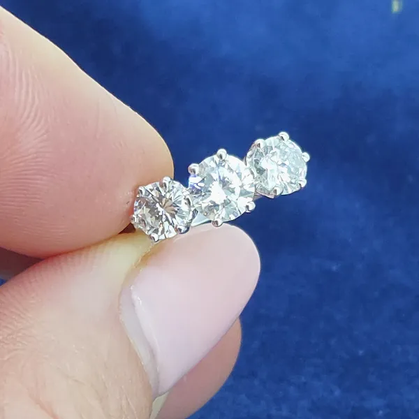 1.50ct Diamond Three Stone Ring in 18ct White Gold- Close Up 