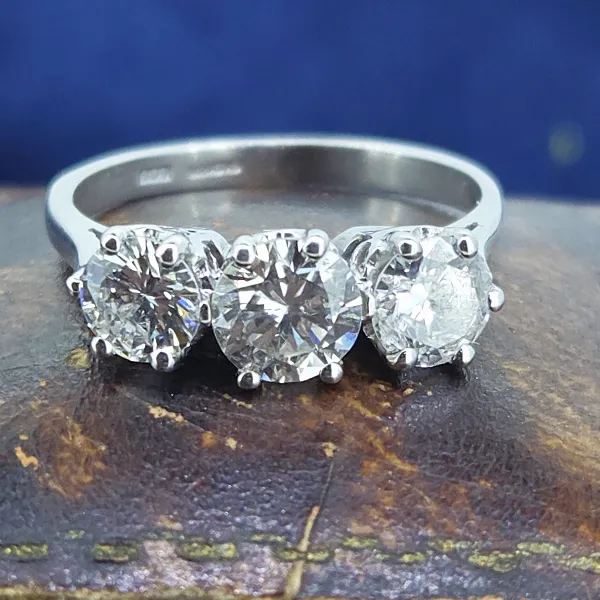 1.50ct Diamond Three Stone Ring in 18ct White Gold- Reverse Angle 