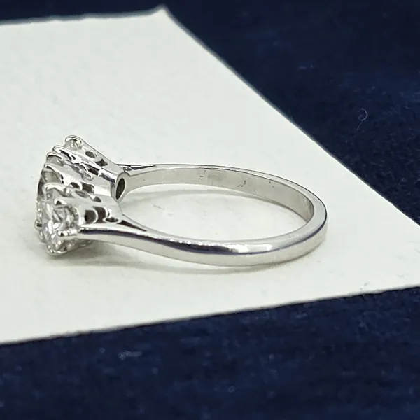 1.50ct Diamond Three Stone Ring in 18ct White Gold- Magnified 