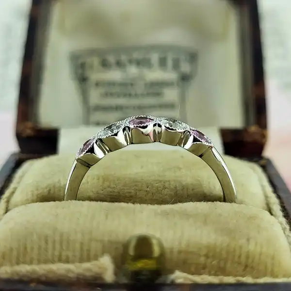 18ct Pink Sapphire and Diamond Half Eternity Ring-18ct-white-pink-saph-dia-half-eternity.webp