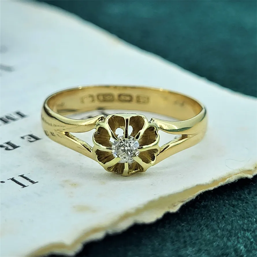 Buy Antique diamond engagement ring in 3 colour gold - Kalmar Antiques