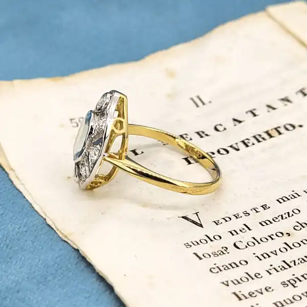 18ct Yellow Gold Art Deco Aquamarine & Diamond Ring-18ct-yellow-gold-aquamarine-art-deco-inspired-ring.webp