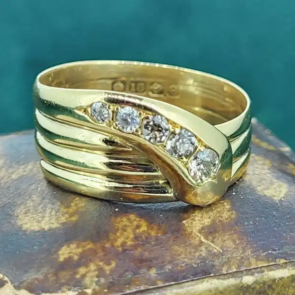 Date 1863! 18ct Gold and Diamond Snake Ring-18ct-yellow-gold-diamond-snake-ring-40pts.webp