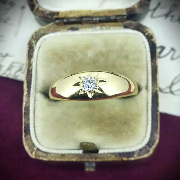 diamond Stock: 18ct Yellow Gold Gents Diamond Ring weighing 0.20cts
