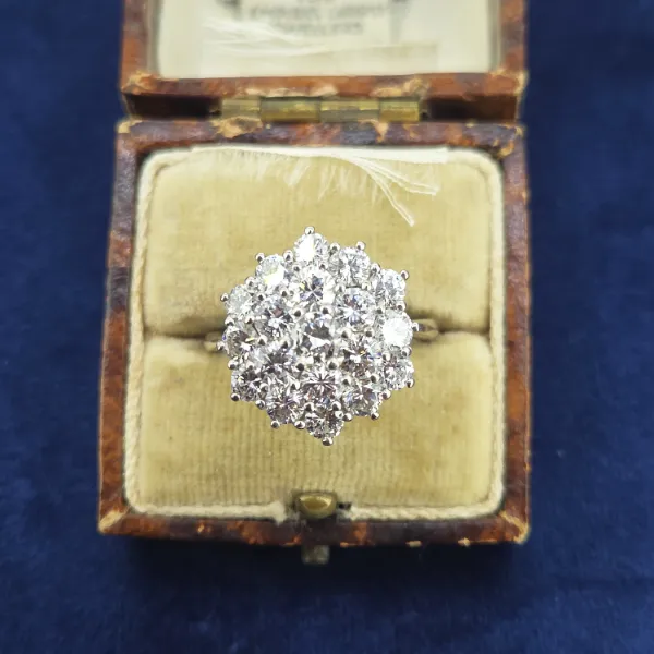 18ct White Gold 2.00ct Diamond Cluster Ring- Side View 