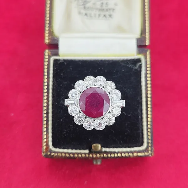 4ct+ Ruby & Diamond Ring in Platinum- Side View 