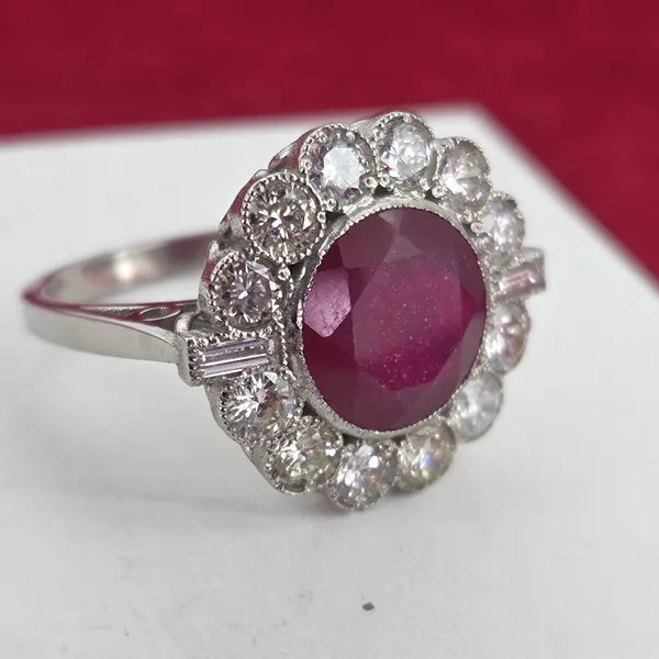 4ct+ Ruby & Diamond Ring in Platinum- Reverse Angle 