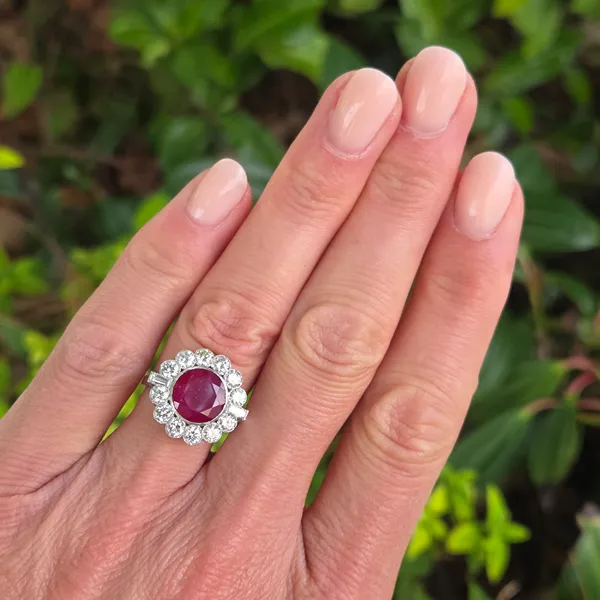 4ct+ Ruby & Diamond Ring in Platinum-Left View 