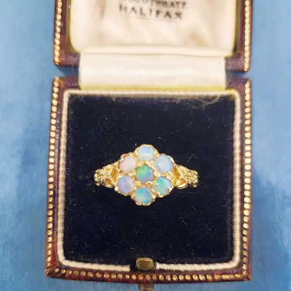 9ct Yellow Gold Vintage Opal Flower Cluster Ring-9ct-opal-flower-ring.webp