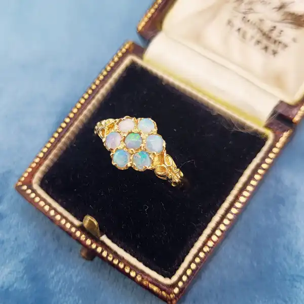 9ct Yellow Gold Vintage Opal Flower Cluster Ring-9ct-opal-flower-ring.webp