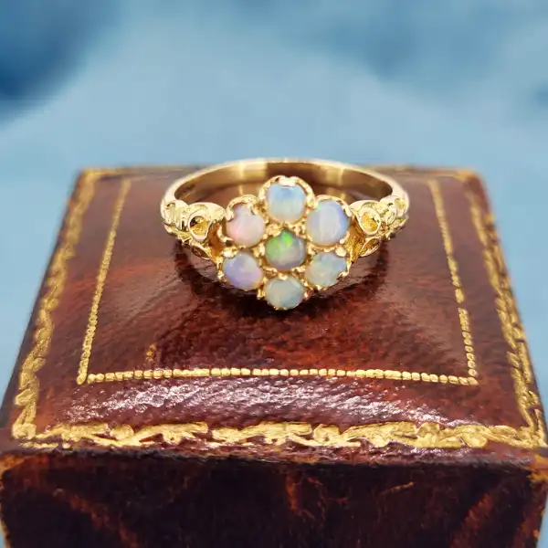 9ct Yellow Gold Vintage Opal Flower Cluster Ring-9ct-opal-flower-ring.webp