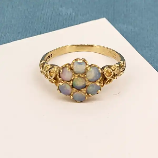 9ct Yellow Gold Vintage Opal Flower Cluster Ring-9ct-opal-flower-ring.webp