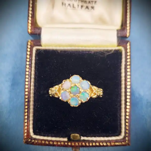 Treasure Trove Rings Ireland  - 9ct Yellow Gold Vintage Opal Flower Cluster Ring