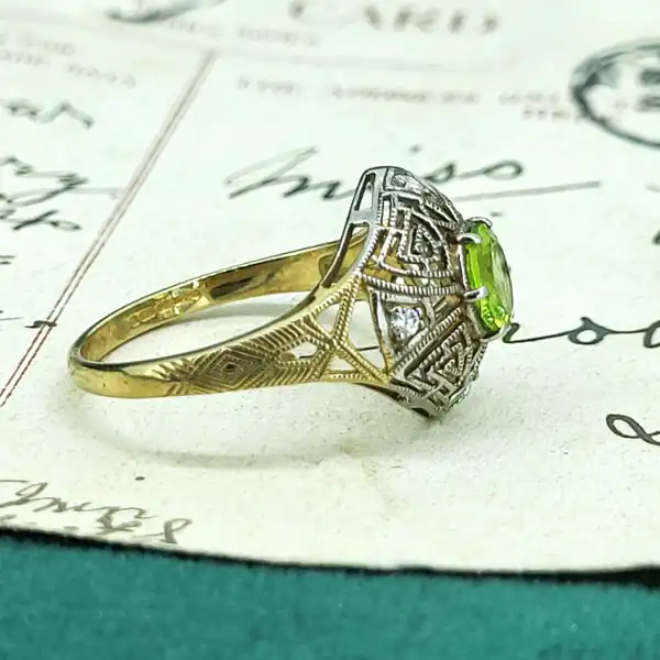 9ct Gold Fancy Diamond and Peridot Ring-9ct-peridot-dress-ring.webp