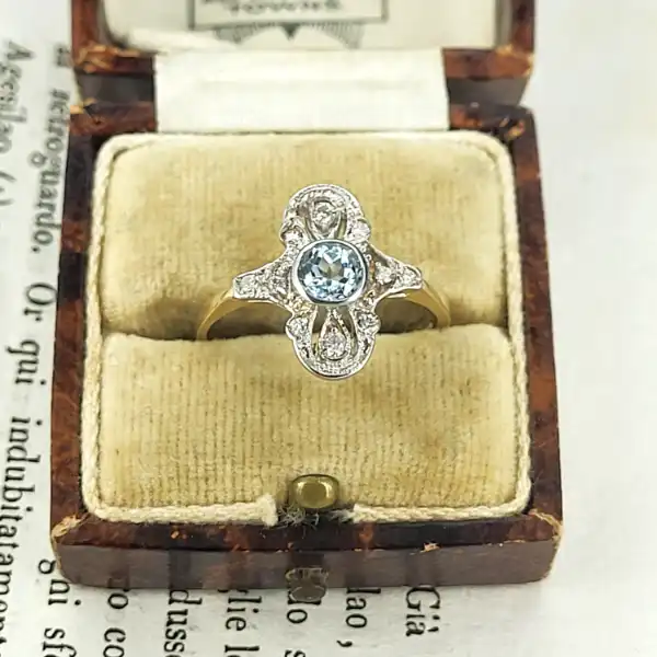 9ct Gold Art Deco Aquamarine and Diamond Ring -9ct-vintage-style-aqua-diamond-ring.webp