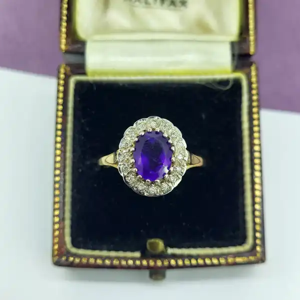 9ct Gold Amethyst & Diamond Cluster Ring-9ct-yellow-gold-amethyst-diamond-cluster-ring.webp