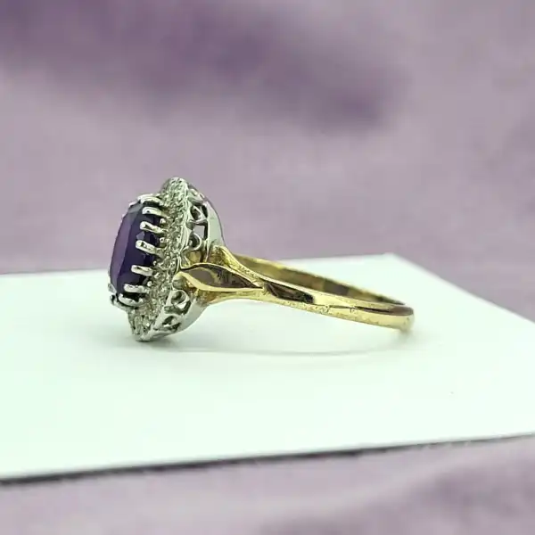 9ct Gold Amethyst & Diamond Cluster Ring-9ct-yellow-gold-amethyst-diamond-cluster-ring.webp