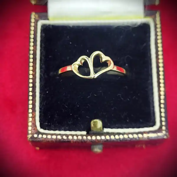  Thumbnail of 9ct Yellow Gold Dainty Double Heart Ring