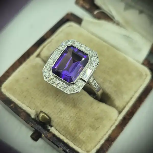  Thumbnail of Amethyst & Diamond Ring set in Platinum