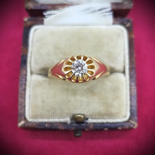 Rings Ireland  - Date 1902! Antique Old European Cut Gents Diamond Ring