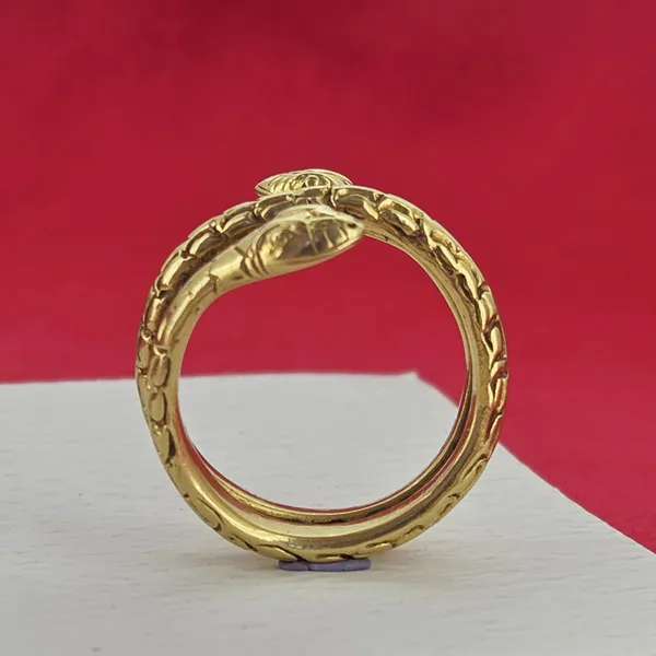 Antique 18ct Yellow Gold Double Headed Snake Ring-Original 