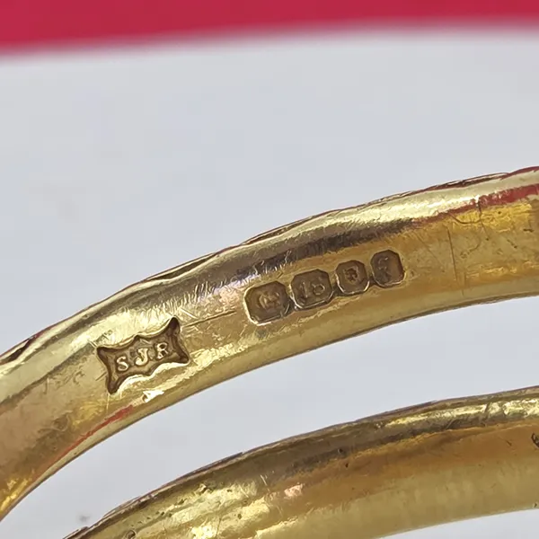 Antique 18ct Yellow Gold Double Headed Snake Ring-Small 