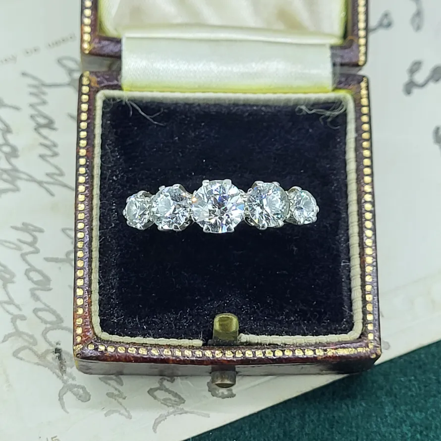 18ct Old European Cut Diamond Five Stone Ring weighing 2.65cts-antique-diamond-five-stone-ring-2.65ct.webp