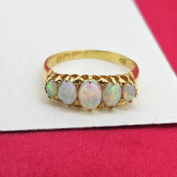 Date 1902! Opal Ring in 18ct Gold- Front View 