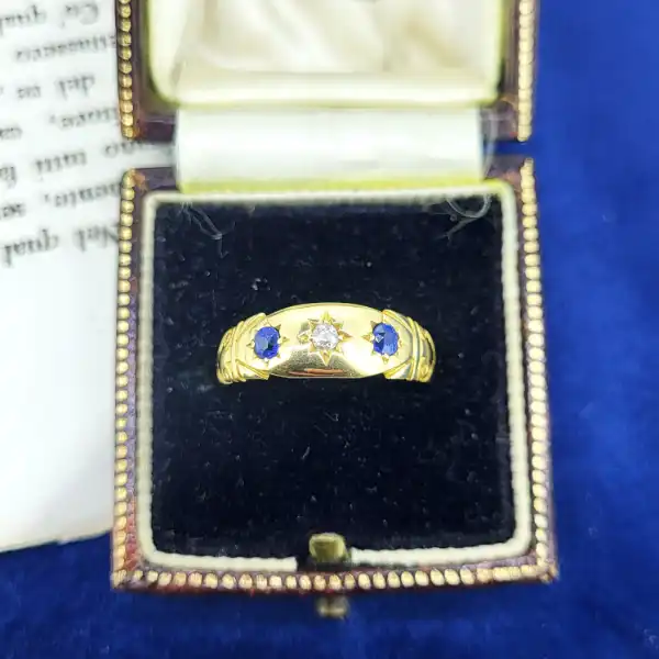 Date 1896! 18ct Gold Antique Diamond and Sapphire Ring-antique-sapphire-and-diamond-ring-from-1896.webp