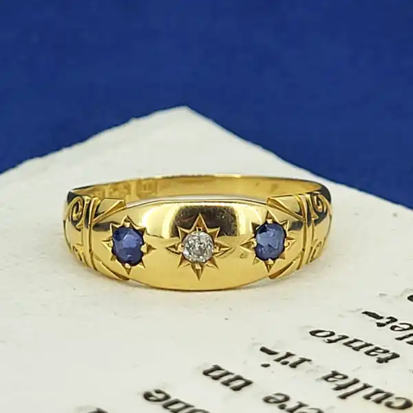 Date 1896! 18ct Gold Antique Diamond and Sapphire Ring-antique-sapphire-and-diamond-ring-from-1896.webp