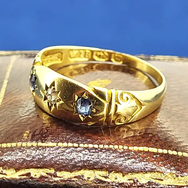 Date 1896! 18ct Gold Antique Diamond and Sapphire Ring-antique-sapphire-and-diamond-ring-from-1896.webp