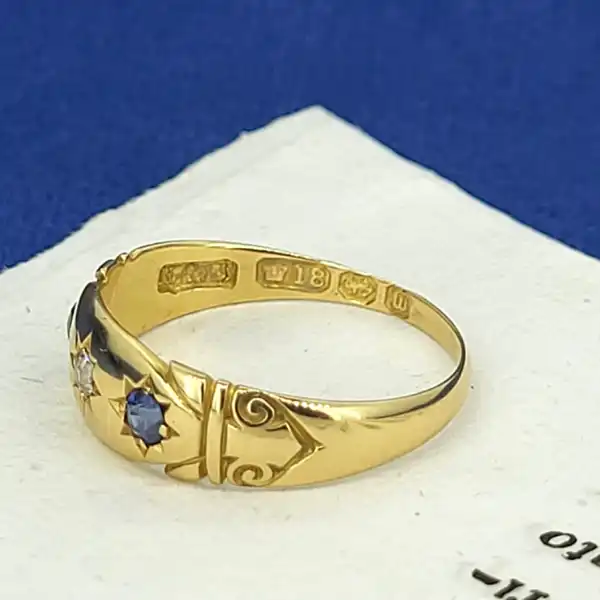 Date 1896! 18ct Gold Antique Diamond and Sapphire Ring-antique-sapphire-and-diamond-ring-from-1896.webp