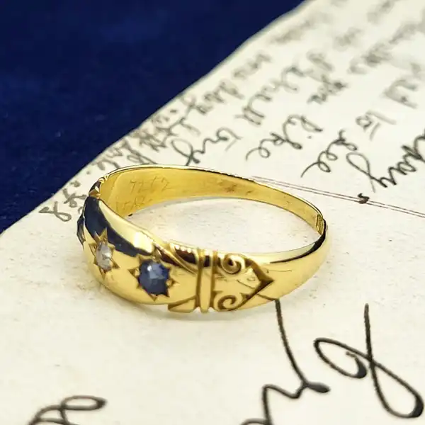 Date 1896-1897! Antique Sapphire & Diamond Ring-antique-sapphire-and-diamond-ring-in-18ct.webp