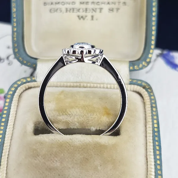 Aquamarine & Diamond Ring in 18ct White Gold- Crown View 