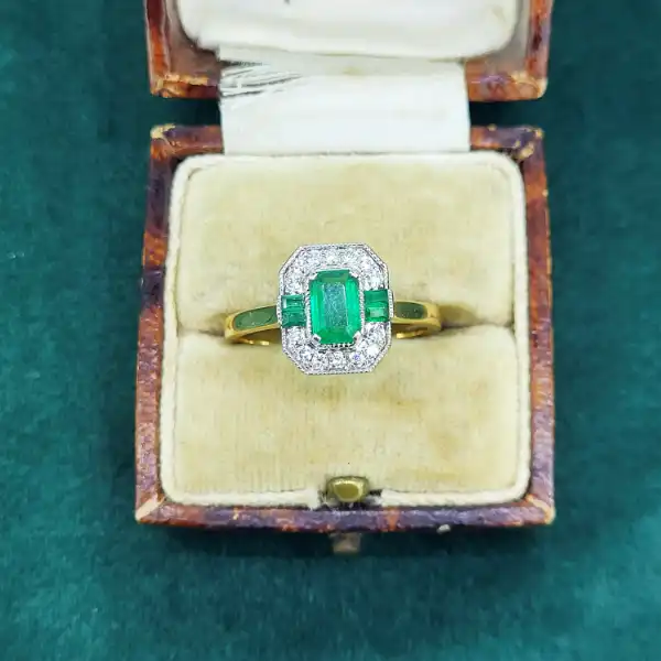 18ct Yellow Gold Art Deco Emerald and Diamond Ring-art-deco-emerald-ring-with-diamonds.webp