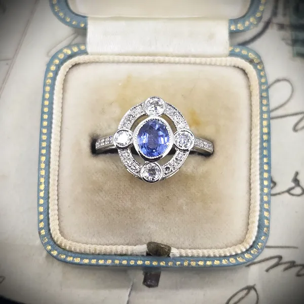  Thumbnail of Art Deco Sapphire & Diamond Ring in Platinum