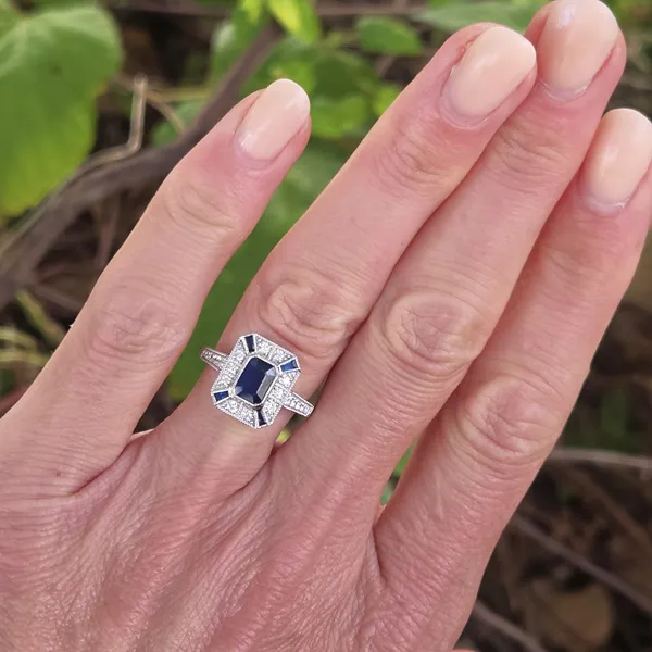 Art Deco Sapphire & Diamond Ring-Small 