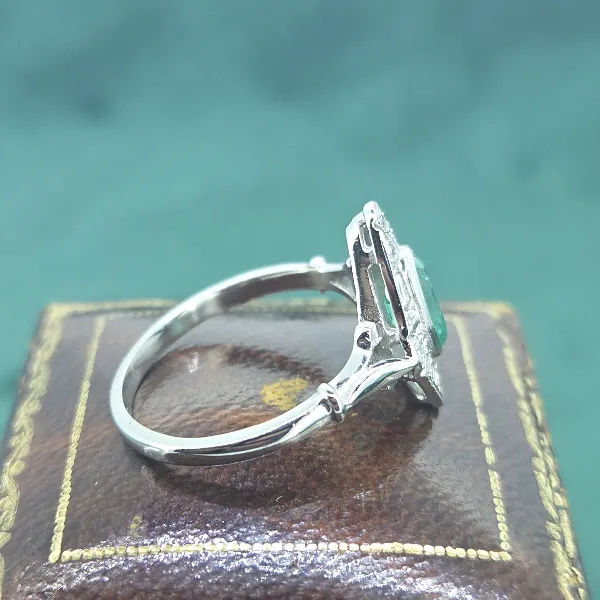 Emerald & Diamond Art Deco Style Platinum Ring-art-deco-style-emerald-diamond-ring-in-plat.webp
