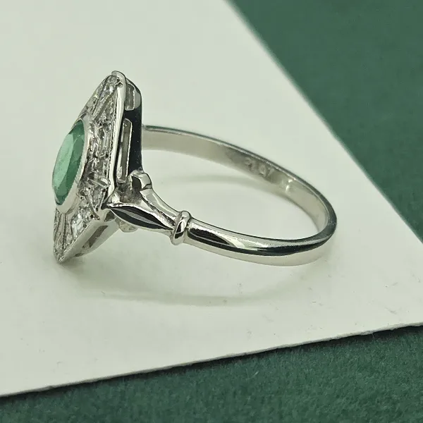 Emerald & Diamond Art Deco Style Platinum Ring-art-deco-style-emerald-diamond-ring-in-plat.webp