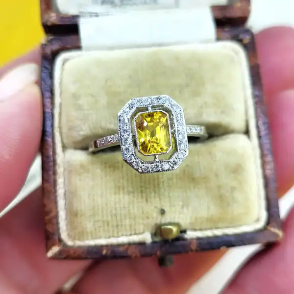 Platinum Art Deco Yellow Sapphire & Diamond Ring-art-deco-yellow-sapphire-ring-in-platinum.webp