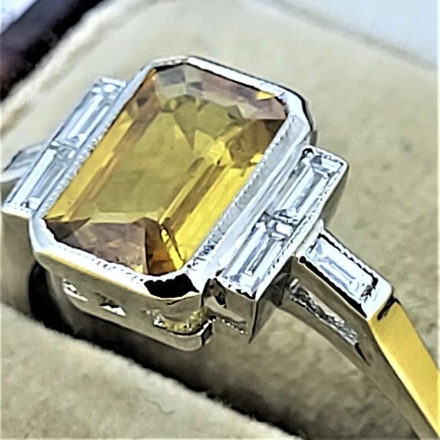 Platinum Art Deco Yellow Sapphire & Diamond Ring-citrine-and-diamond-ring-malahide-dublin.webp