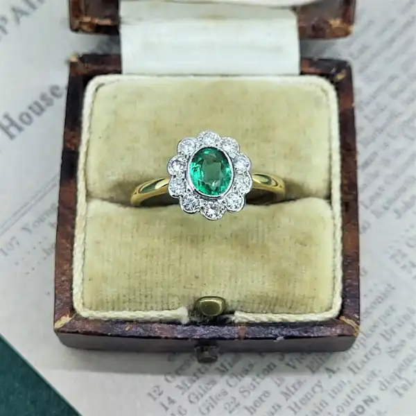 18ct Yellow Gold Classic Emerald & Diamond Cluster -classic-emerald-and-diamond-cluster.webp