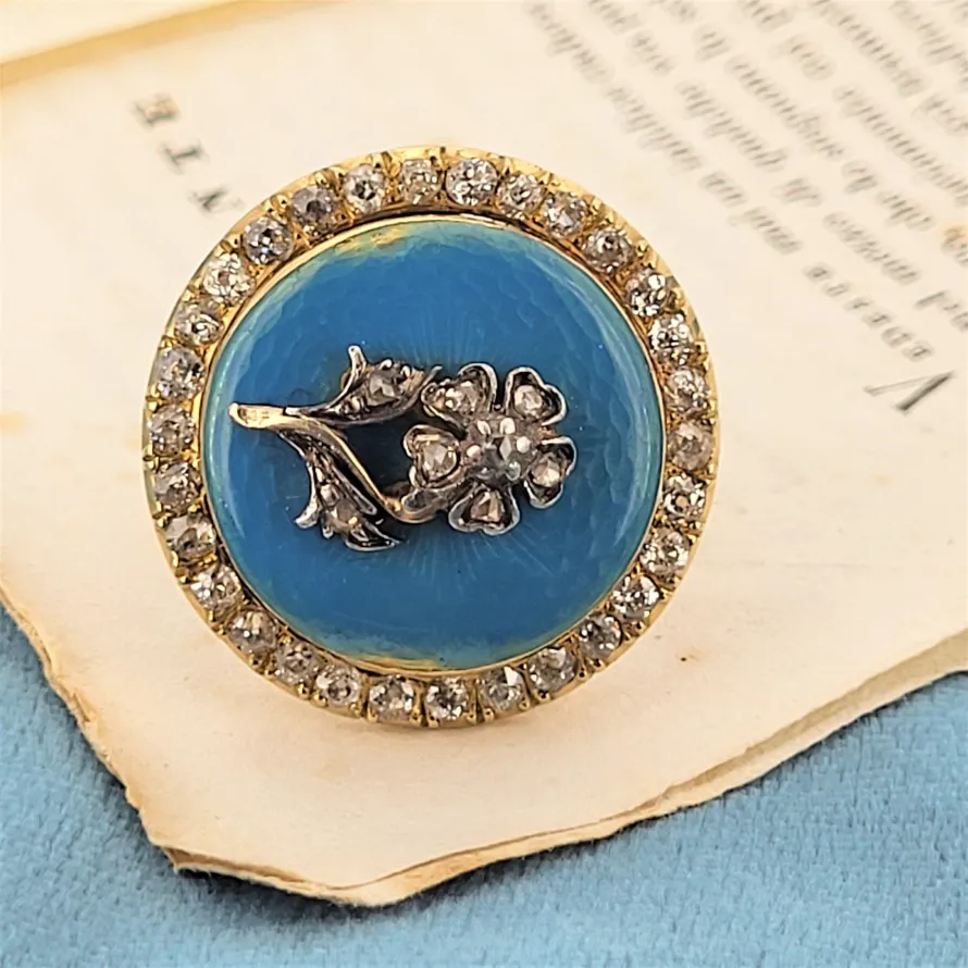 18ct Rare & Beautiful Antique Diamond & Enamel Ring-diamond-and-enamel-antique-ring-dublin.webp